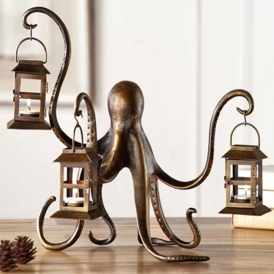 Octopus Lifting Two Vintage Lamps